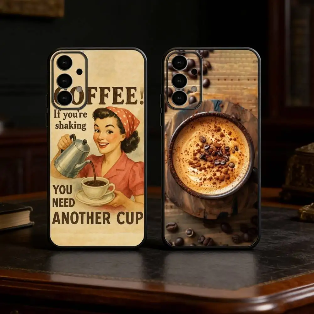 

Coffee Coffee Latte Art Phone Case For Samsung S25,S24,S21,S22,S23,S30,Ultra,S20,Plus,Fe,Lite Black Shell