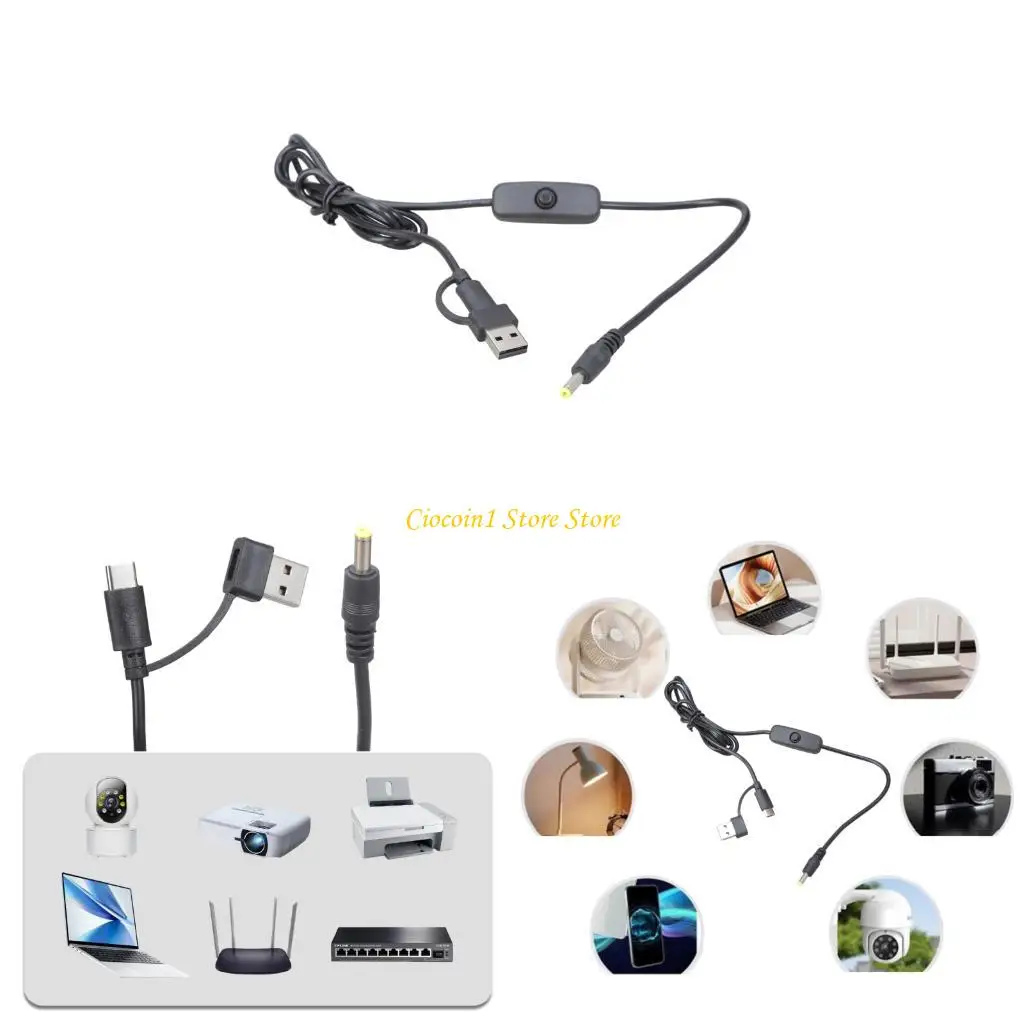 

A3PC Double Interfaces USB Type C Charging Cable 5V For Toy Light Security Device