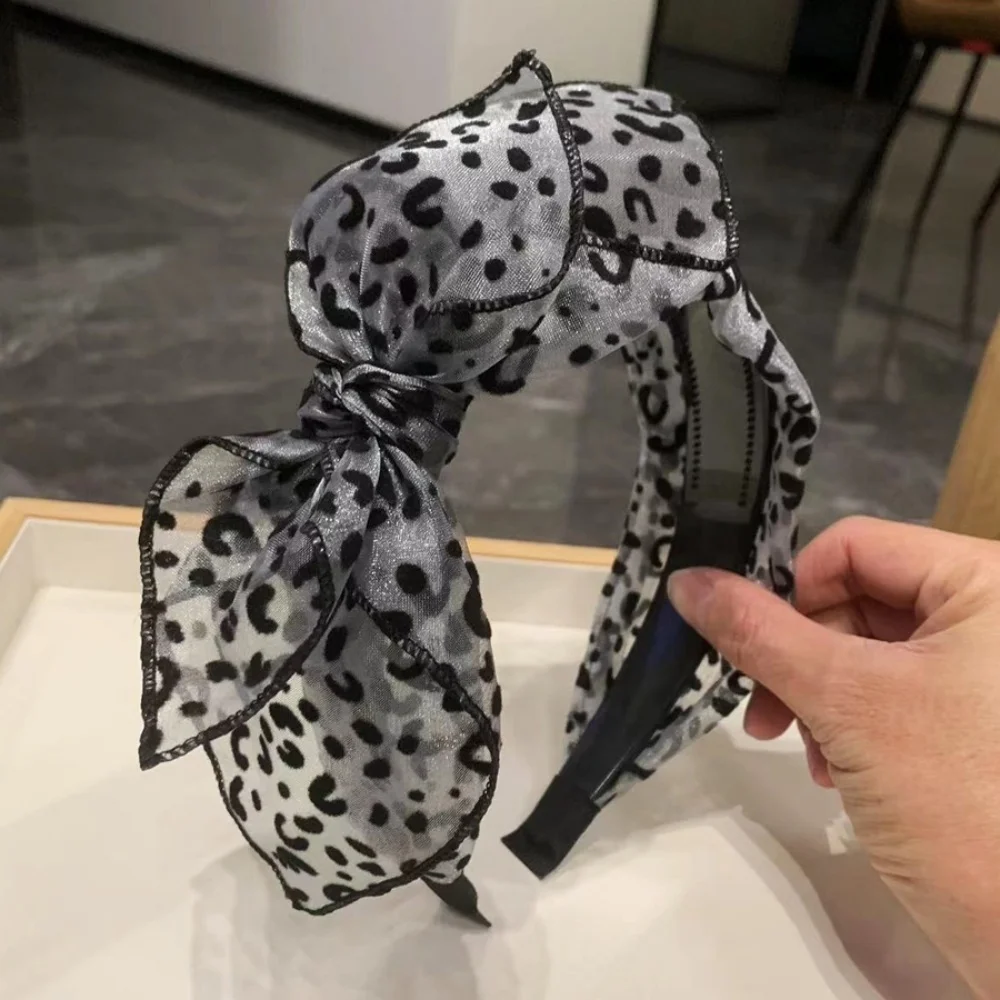 Modisches Spitzen-Schleifen-Stirnband für Frauen und Mädchen, Elegantes Großes Netz-Schleifen-Haarband, Niedlicher Haarreif, Haar-Accessoires für den Alltag und Partys – Detail 1