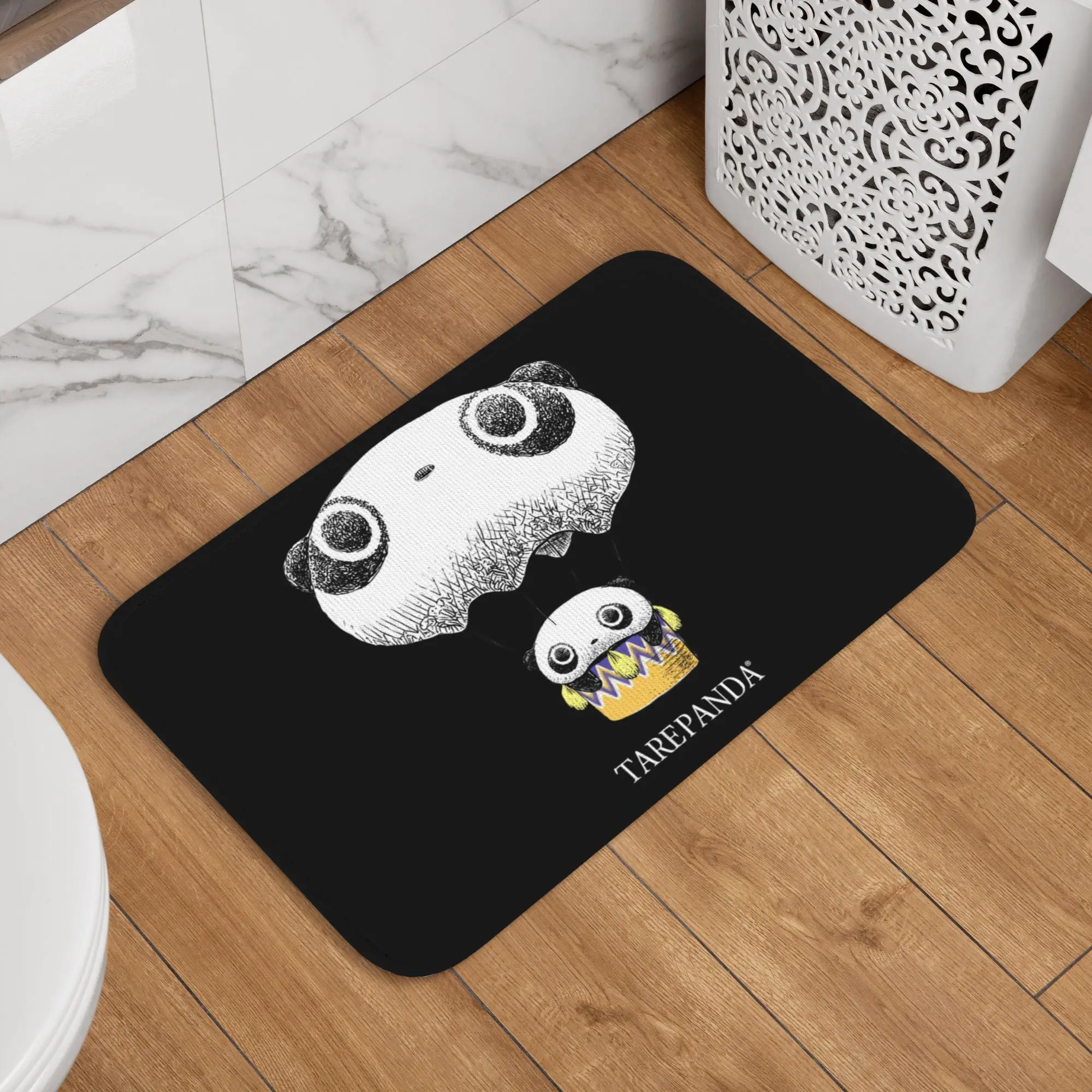 Custom Cartoon Heart Tarepanda  Doormat Non-Slip Bath Kitchen Mat Toilet Floor Door Entrance Carpet Rug