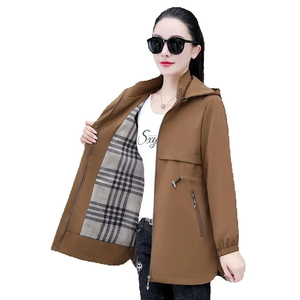 Spring And Autumn Fashion New European And American Atyle Joker Loose Coat Female High-end Trend Cover Belly Slim  Trench Coat