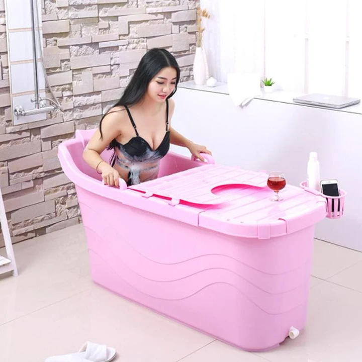 High Quality Portable Foldable Plastic Bathtub Thickened Adult Bathtub Home Single SPA Massage Pool Sturdy Bathing Bucket