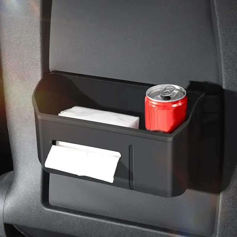 Scatola di immagazzinaggio in TPE per Tesla Model 3 Model Y 2021-2025 Scatola di immagazzinaggio per sedile posteriore Scatola di fazzoletti Pattumiera Accessori multifunzionali