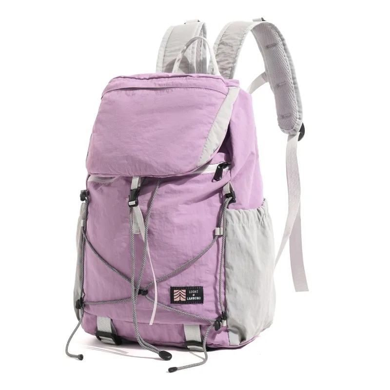 2026 New Arrival Color Block Drawstring Backpack Detachable Crossbody Pouch Lightweight Nylon Outdoor Camping Sports Daypack