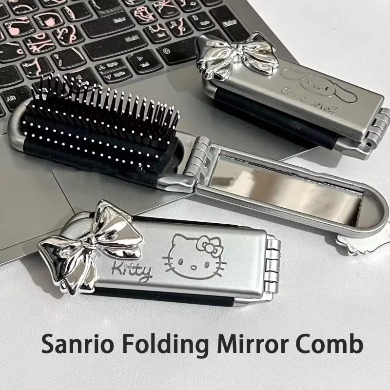 The new cartoon Sanrio portable folding airbag comb kitty cat portable make-up mirror dual-use all-in-one mirror comb