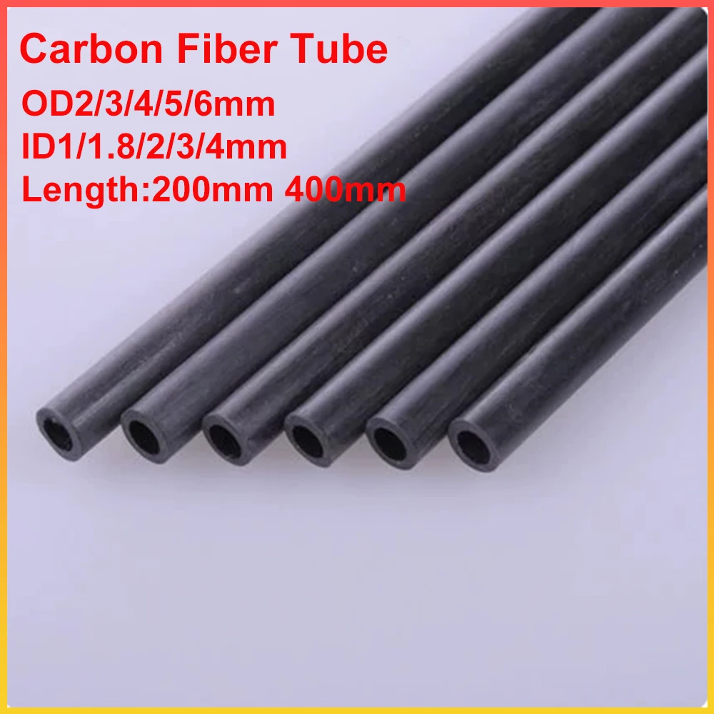 Carbon Fiber Tube OD2/3/4/5/6mm ID1/1.8/2/3/4mm Light Weight Round Carbon Pipe For RC Airplane Model Sand Table DIY Accessories