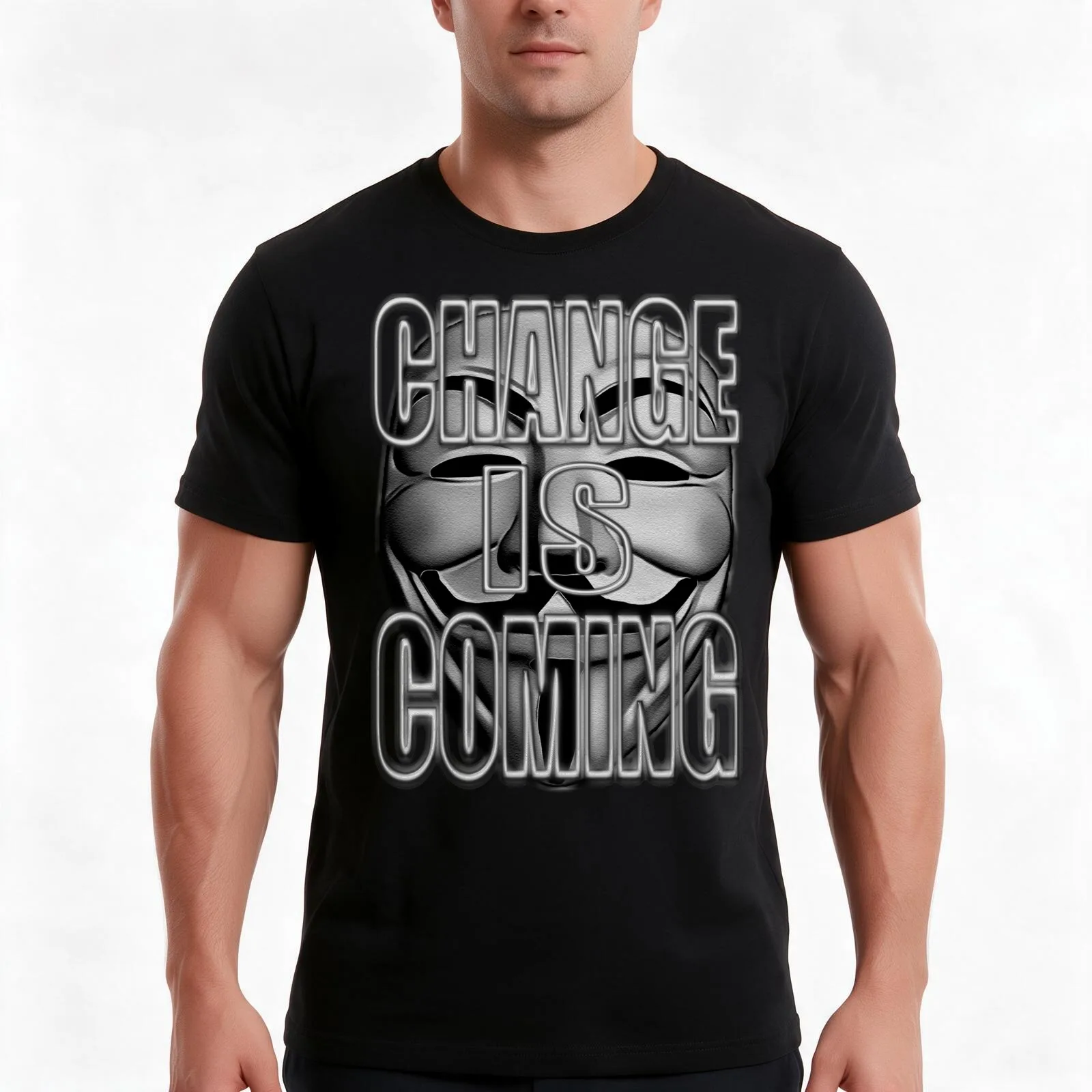 ANONYMOUS. CHANGE IS COMING T-Shirt Summer Casual Cotton Tee Oversized Streetwear Tops Vintage Graphic Print 100% Cotton