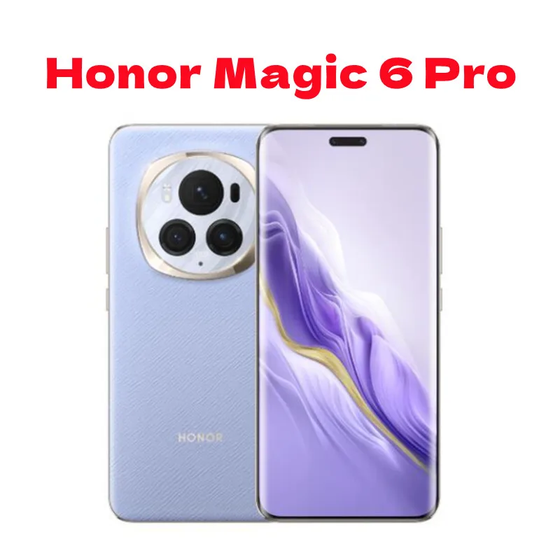 هاتف محمول Honor Magic 6 Pro 5G جديد بطارية 5600 مللي أمبير في الساعة 80 وات 6.80 بوصة OLED 120 هرتز 50 ميجابكسل خلفي ثلاثة كاميرا أندرويد 14 NFC
