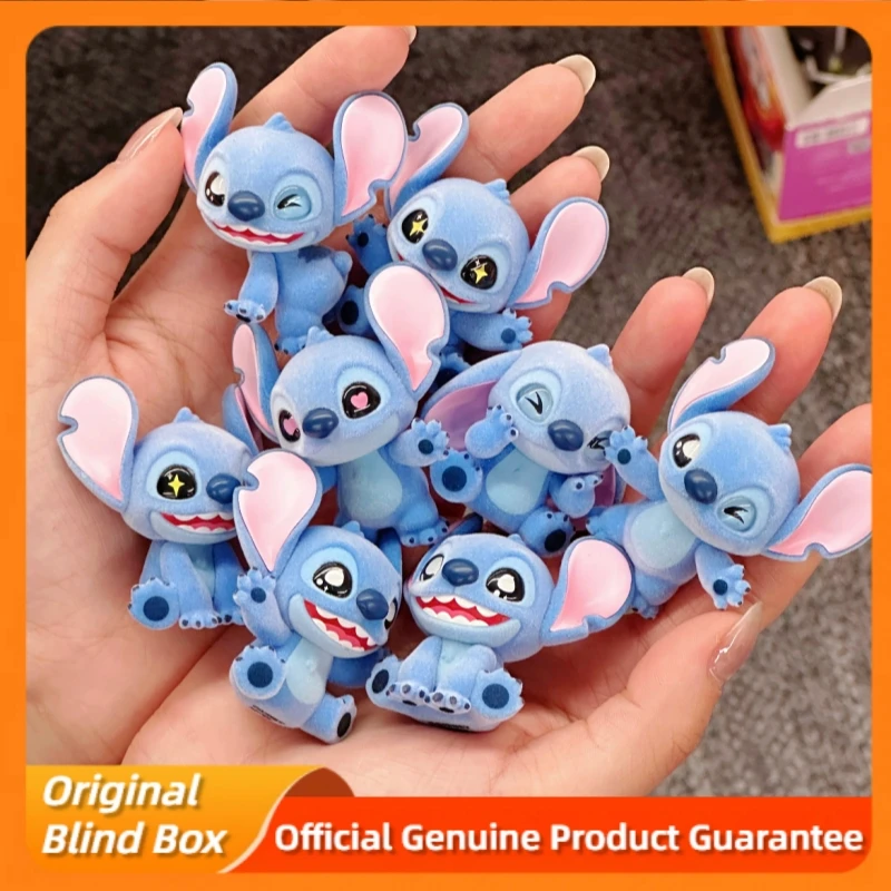 

Genuine Stitch Mini Fluffy Series Blind Box Flocked Figurine Cute Anime Figure Model Dolls Mystery Box Collecting Toys Gift