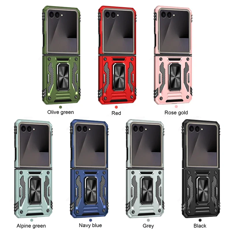 

Shockproof Armor Phone Case For Samsung Galaxy Z Flip 7 FE Car Magnetic Holder Ring Protect Cover for Samsung Galaxy Z Flip 7 FE