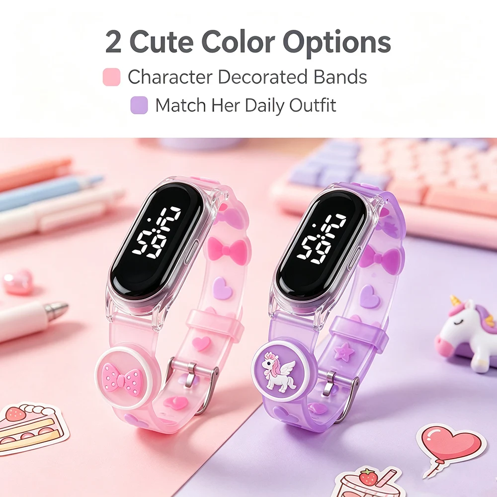3D Unicorn Kids Watches for Girls Band Transparent Soft Silicone Sports Wristband LED Children Digital Watch for Students Gift
