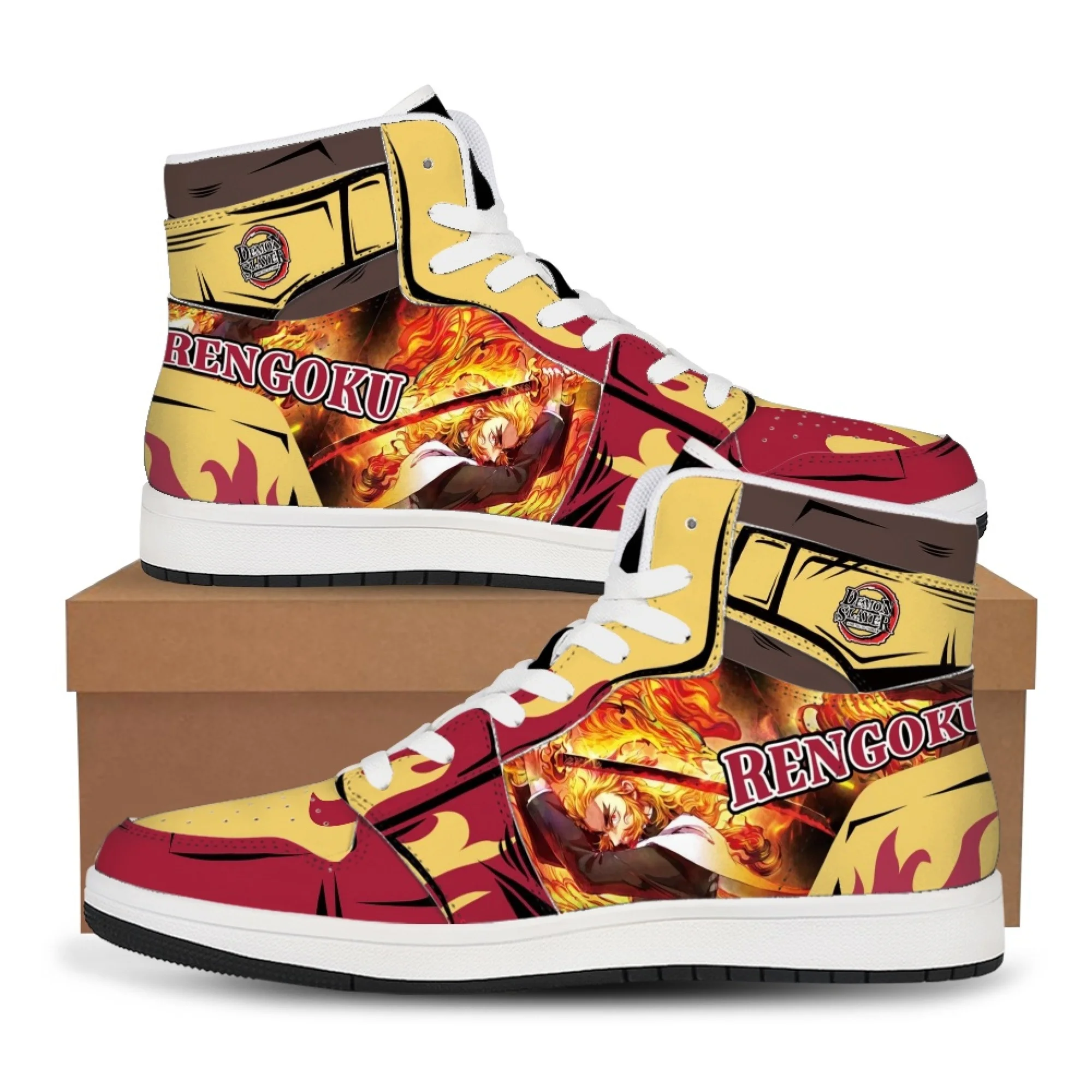 Zapatos de Anime Rengoku Kyoujurou Hashira Demon Corps, zapatillas deportivas de alta calidad para niños, regalos de Halloween y Navidad, cosplay de estilo Manga