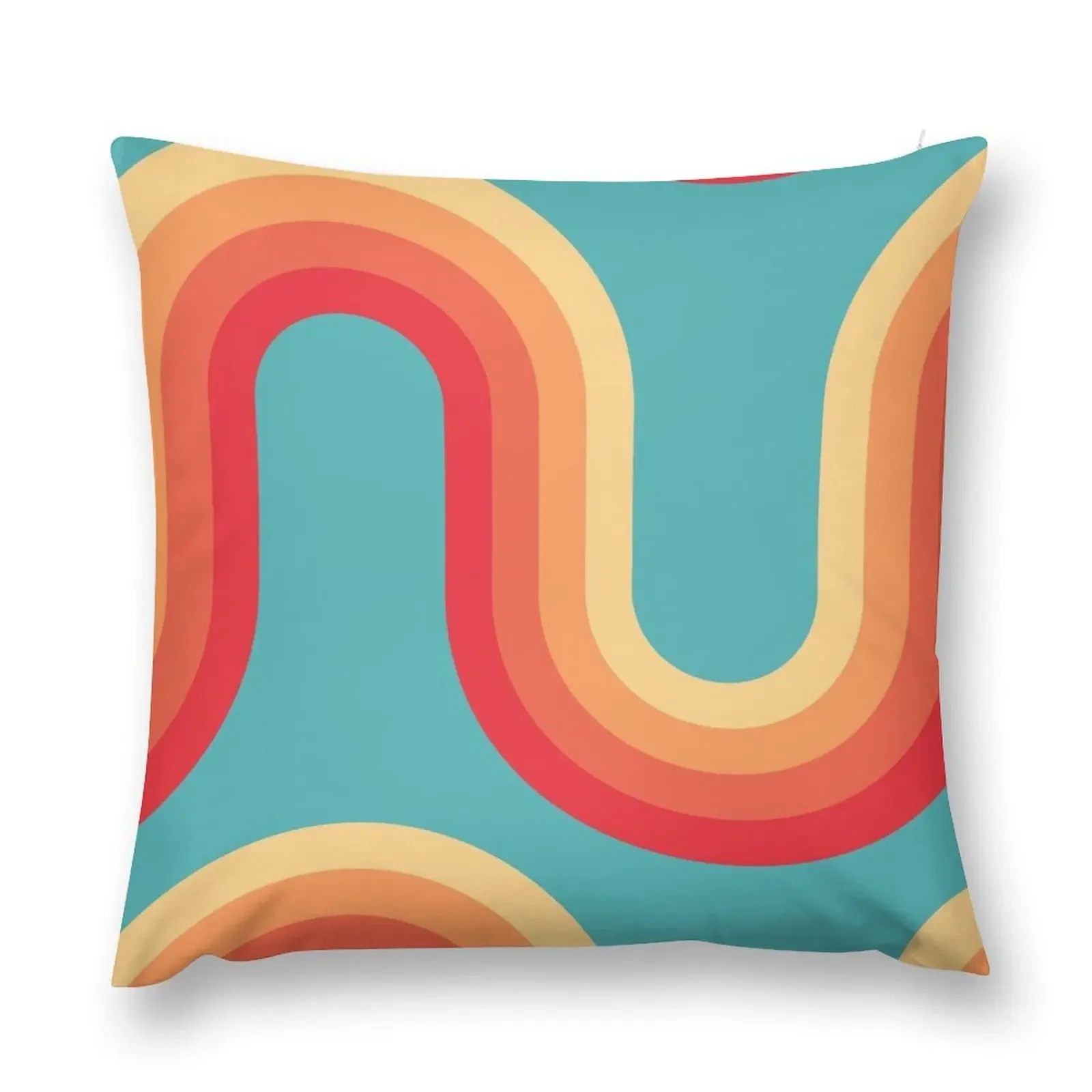 

70s Pattern Waves Happy Blue Teal and Orange Throw Pillow Sofa Cushions Cushions Marble Cushion Cover pillow