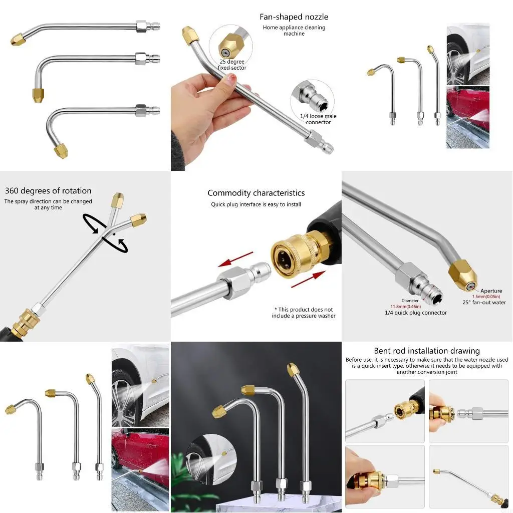 

Q81C MultiAngled Water Guns Extension Wands Lances Metal Rod With 1/4 Quick Connection