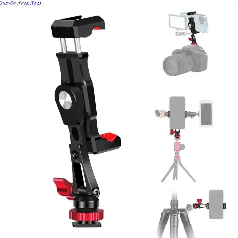 D0UA 전화 클램프 마운트 마운트 홀더 스탠드 더블 핫 슈와 1/4 "스크류 마운트 스마트 폰 마운트 어댑터