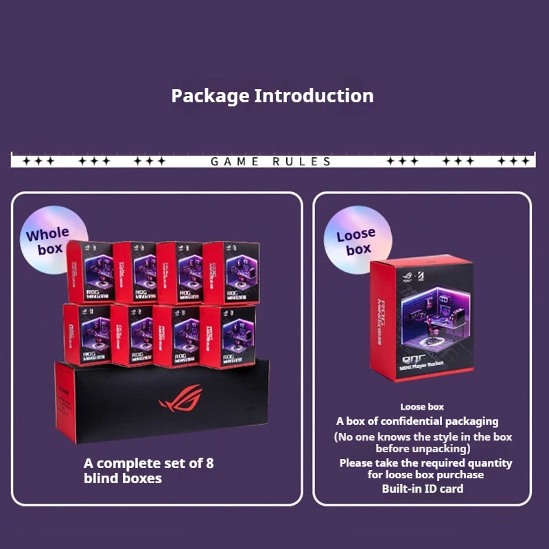 ROG MINI Gamer Set Blind Box Miniature Model Display Power Cooling Chassis Motherboard Graphics Card Earphones Gaming Desk Setup