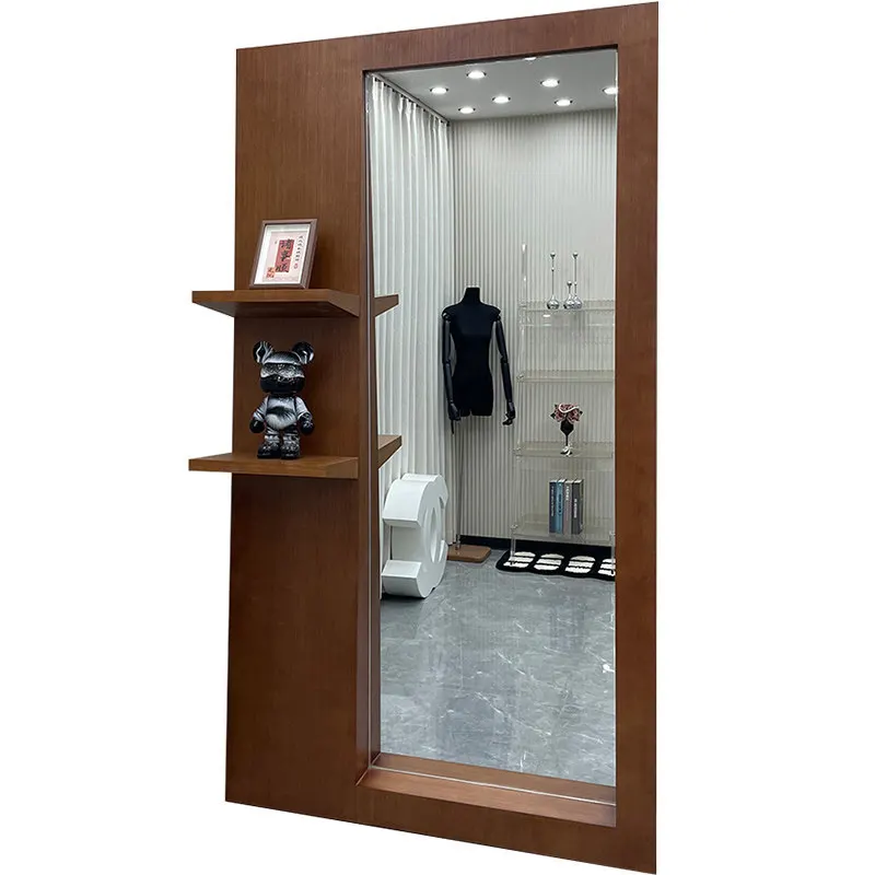 Clothing store special fitting mirror Internet celebrity live stream floor-to-ceiling full-body mirror exhibition hall wood