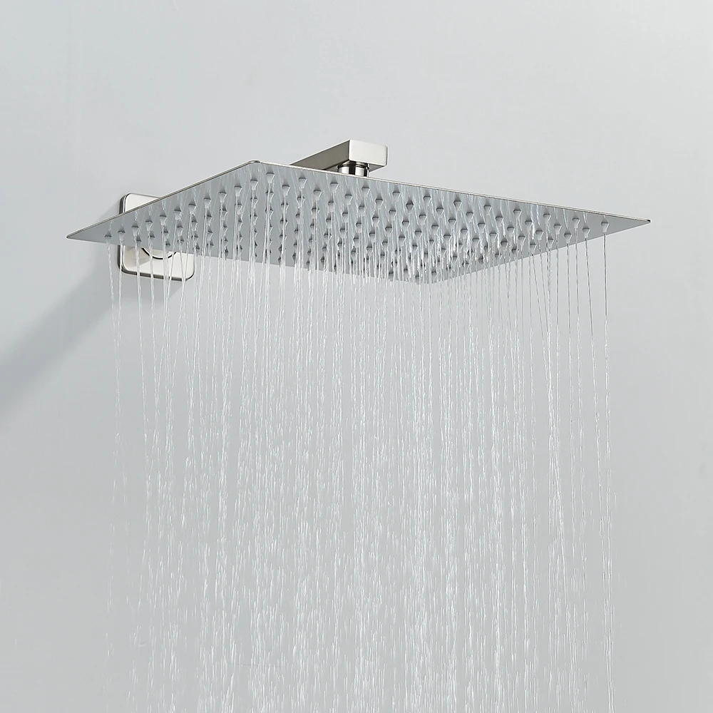 Brushed Nickel Thermostatic Shower Faucet Concealed Bath Shower Set 3-ways Bathroom Tub Mixer Tap Waterfall Spout Faucet