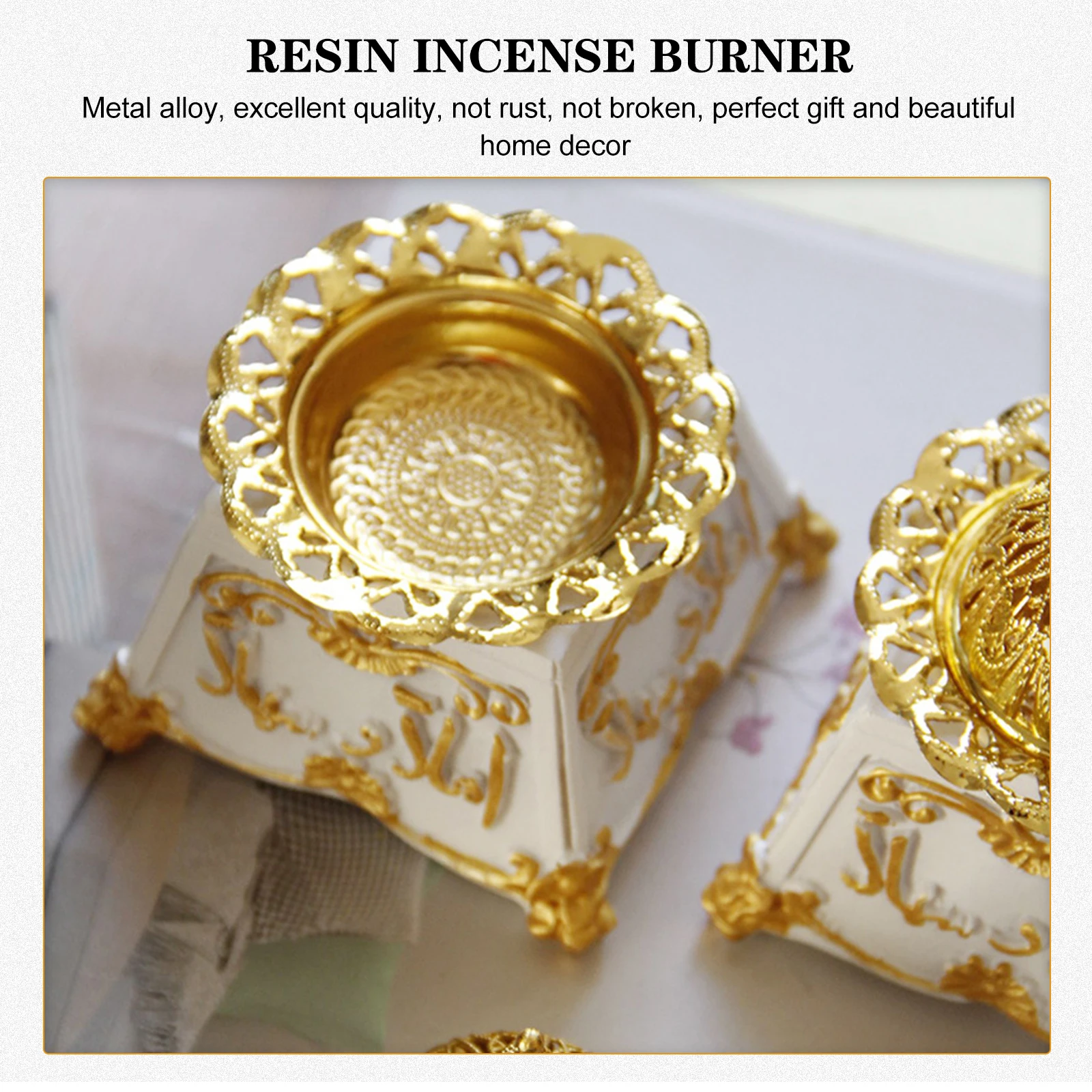 

Middle East Resin Incense Burner Vintage Aroma Burner Holder Desktop Ornament Home Decoration Improve Sleep Quality