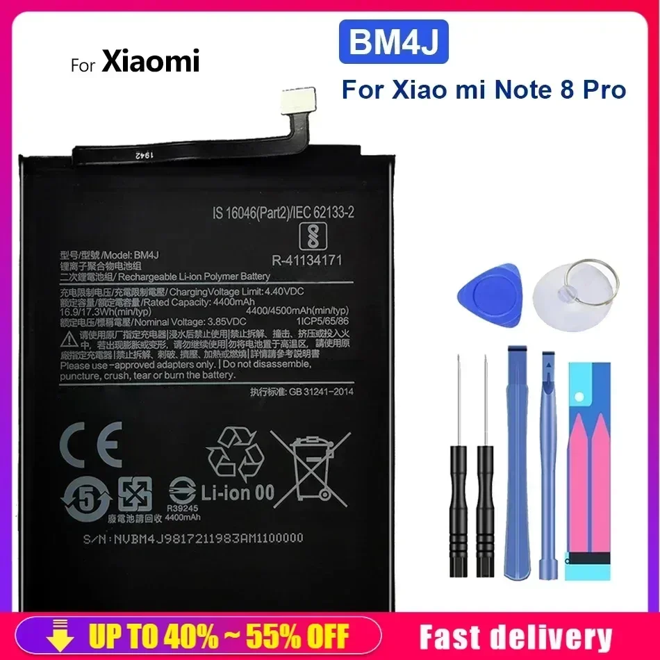 Mobile Phone Batteries BM4J 4500mAh For Xiaomi Redmi Redrice Note 8 Pro Smartphone Battery