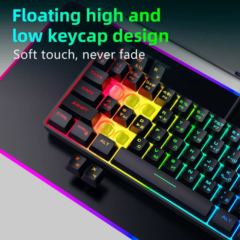 Keyboard with Russian layout gamer pc backlit 61keys Keyboards wired ergonomic usb 60% portable computer key board black teclado