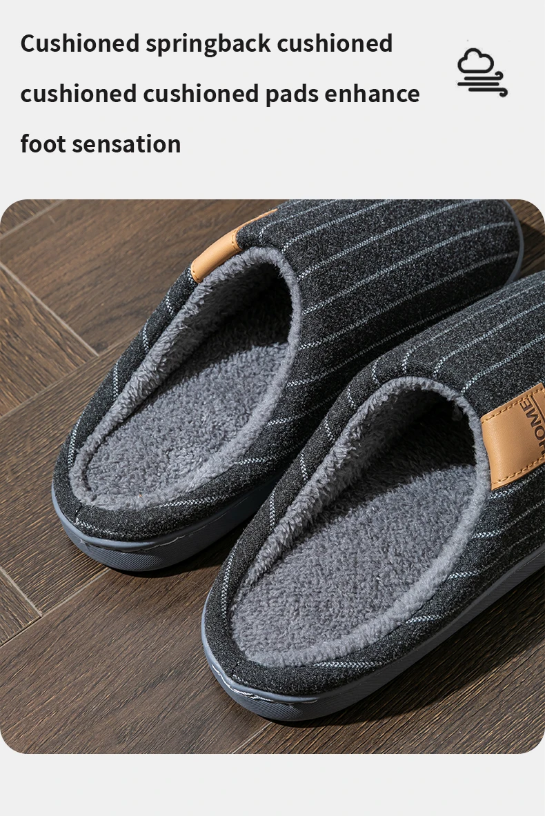 Gemütliche Clog-Hausschuhe aus Stoff mit vertikalen Streifen, Unisex, weich, warm, rutschfest, leicht, bequem, für Paare, Winter-Hausschuhe – Detail 9