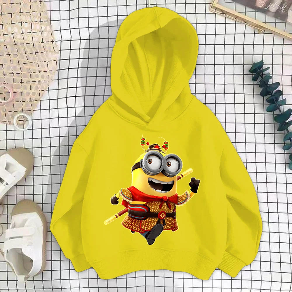 힙합 키즈 만화 미니언즈 후디 의류, 화이트 가을 겨울 상의, 데일리 하라주쿠 캐주얼 풀오버, 패션 맨투맨, 신상