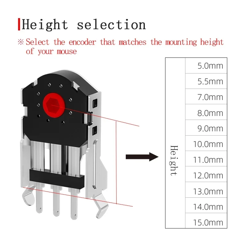 Kailh 5/7/8/9/10/11mm Rotary Mouse Scroll Wheel Encoder 1.74 mm hole 20-40g force for PC Mouse alps encoder