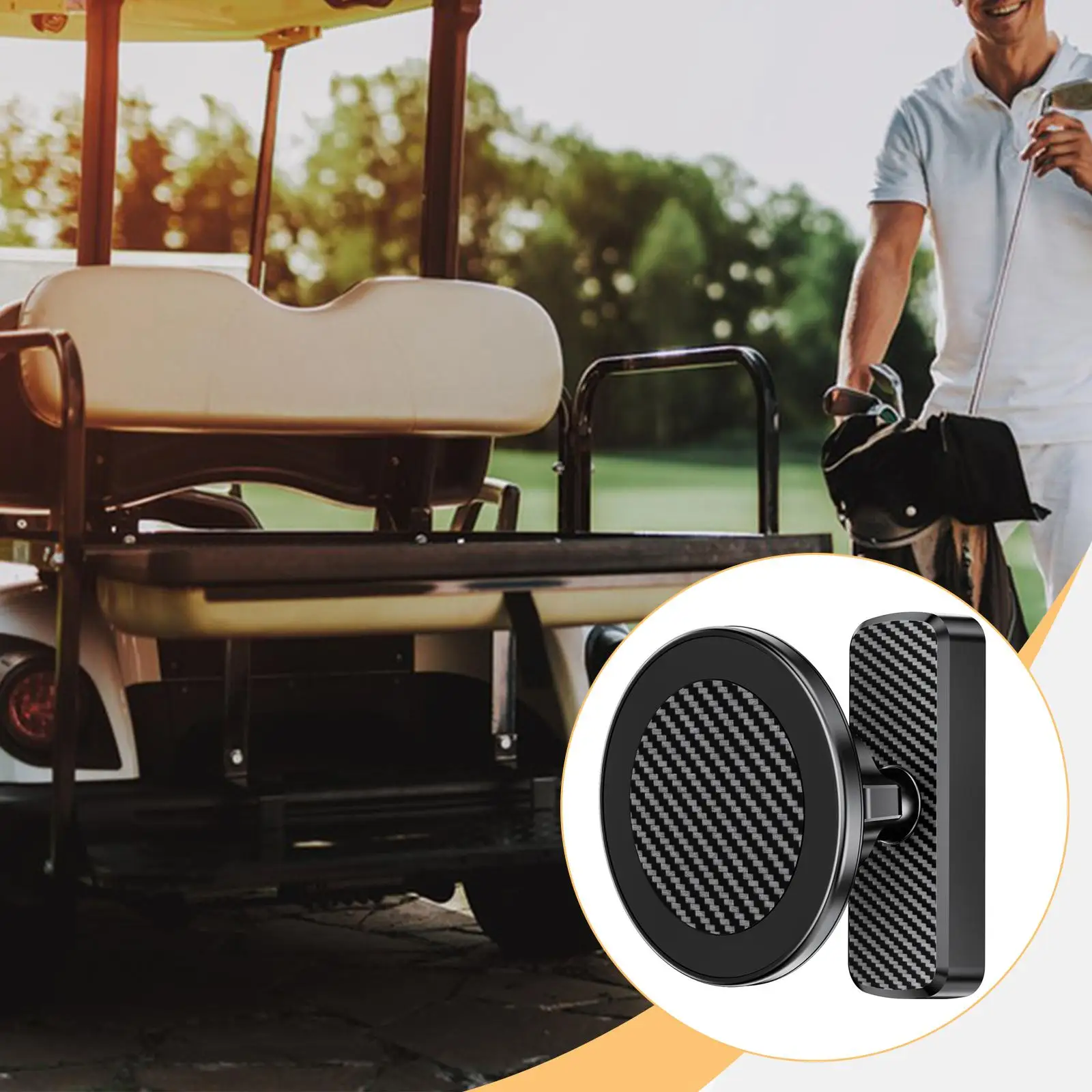 

Golf Cart Phone Mount for Utility Vehicles Accessory Strong Grip Compact Phones Bracket 360° Adjustable Golf Cart Bracket Mount