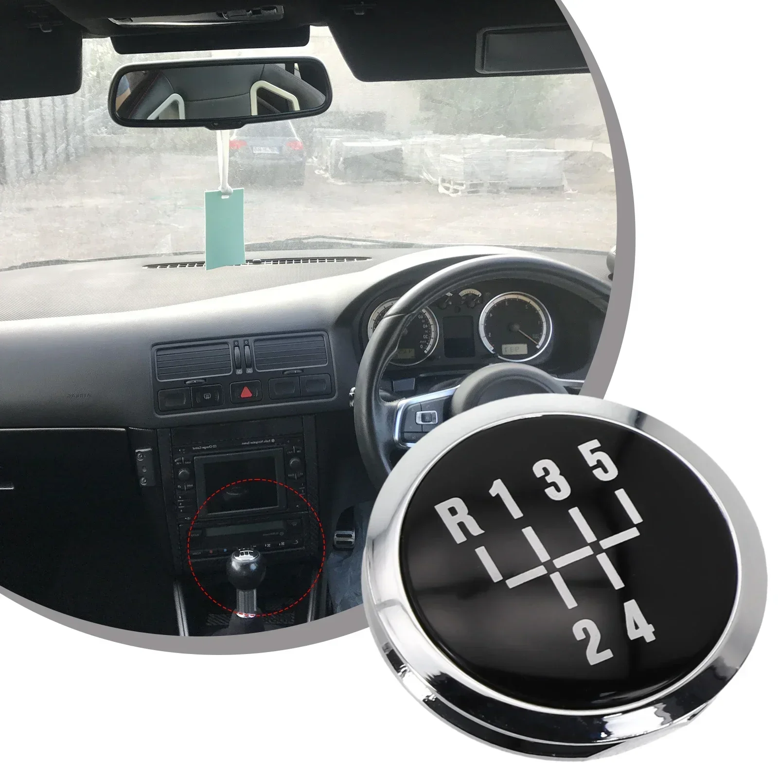 1pc 5 Speed Car Gear Knob Cap Top Badge Fit For Vauxhall For Opel Astra H Corsa D 2004-2010 Black + Silver Car Accessories