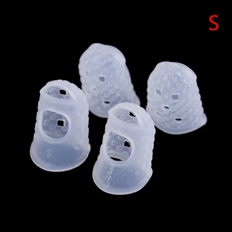 Hot 4Pcs/Set Wjite Silicone Finger Guards Guitar Fingertip Protectors for Ukulele Guitar S M L Transparent Color Guitar Picks