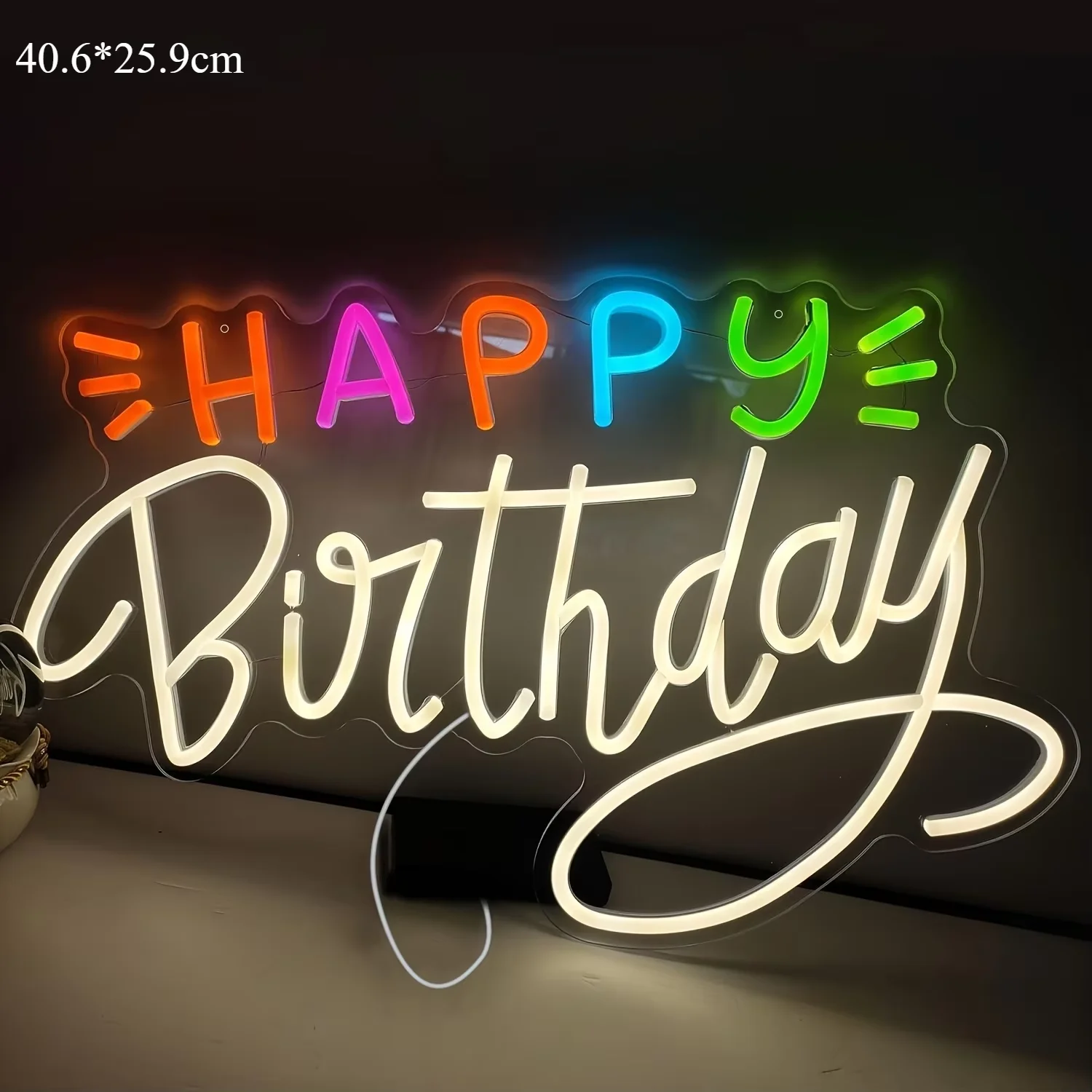 Happy Birthday Neon Sign For Wall Decor Reusable LED Neon Light  Birthday Party Decor Hanging Neon Night