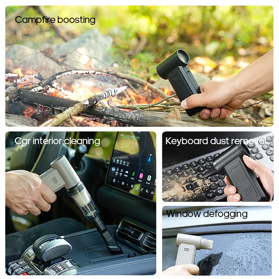 مروحة توربو عنيفة محرك كهربائي مروحة تبريد منفاخ هواء منظف سيارة محمول 8000 مللي أمبير قابل لإعادة الشحن مروحة محمولة للتهوية