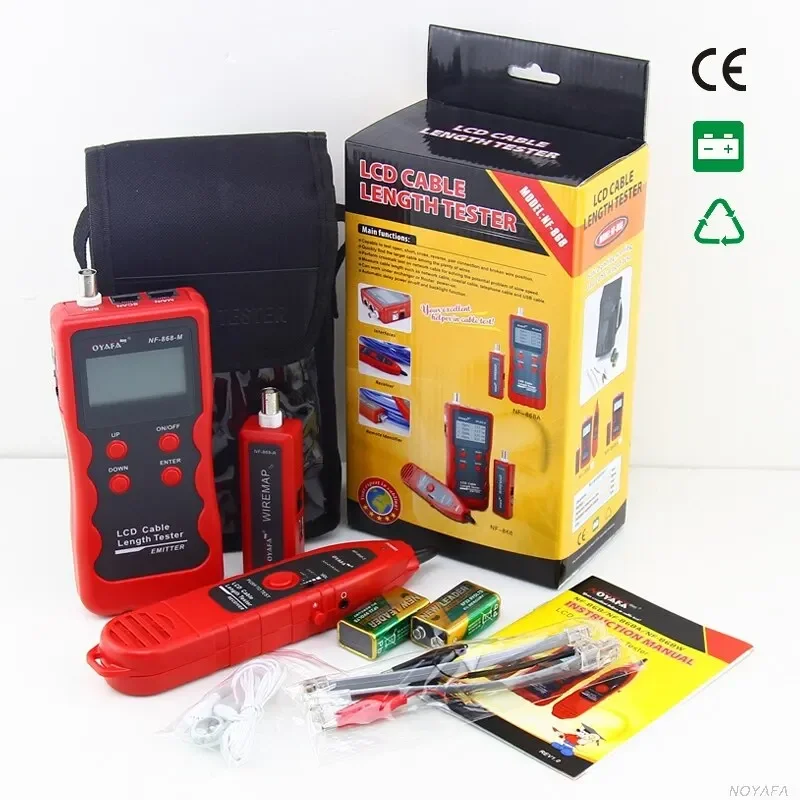 Noyafa Cat5e Cat6e cable tester RJ11 Rj12 lan anti-jamming wire tracker cable length tester NF-868