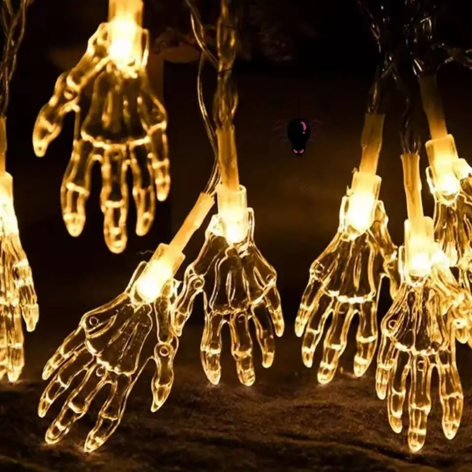 Guirlande lumineuse LED à griffes fantômes pour Halloween, lampe de décoration alimentée par batterie, lumières d'ambiance d'horreur pour fête et maison hantée