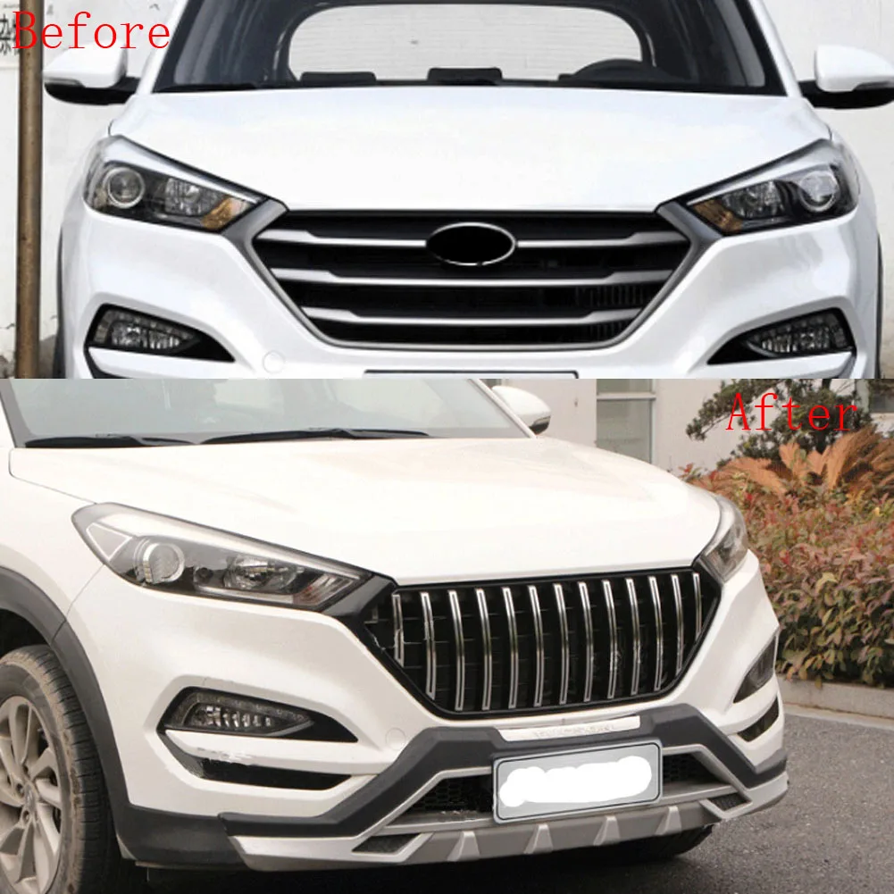 For Front Bumper Grille Hyundai Tucson Improved Diamond Grill ABS Mesh Mask Decorative Cover Accessories Refit 2015 2016 2017 18