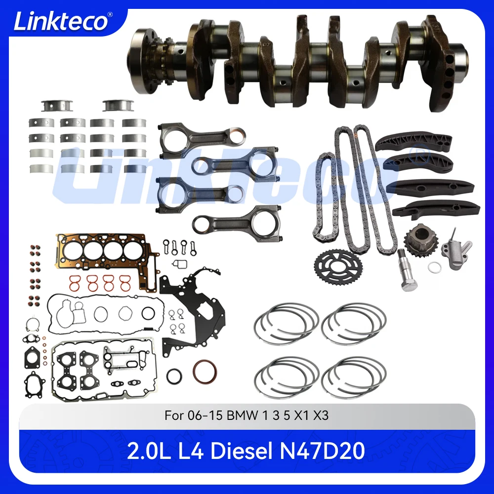 

Полный комплект прокладок подшипника коленчатого вала двигателя, комплект цепи ГРМ для 06-20 2,0 л BMW N47D20 N47 120d 318d 320d 420d 520d