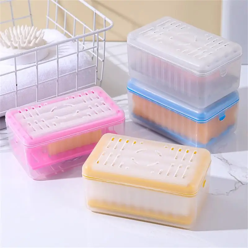 Silicone Sparkling Soap Boxes Built-in Spring Drain Ventilate Drain Storage Box Bathroom Supplies Frother Soap Box 105g