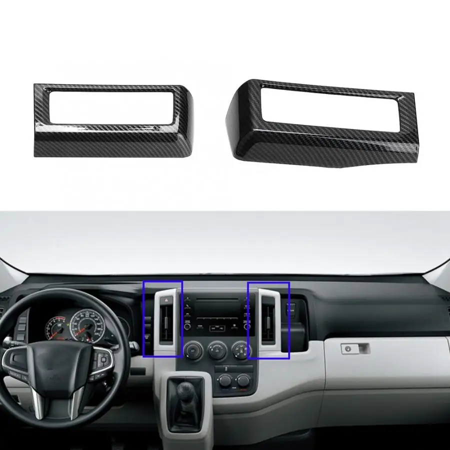 

2Pcs Carbon Fiber Center Panel Air Vent Outlet Cover Trim Accessory Fit for Toyota HiAce 2019 ABS Material car accessories