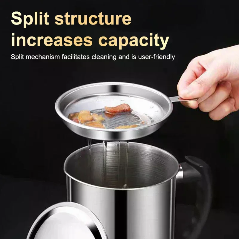 Durable Stainless Steel Oil Pot With Built-in Filter - Easy To Invert Design, Leak-proof And Convenient Kitchen And Restaurant