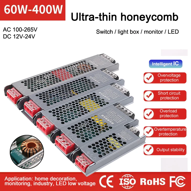 Ultra-thin switching power supply 12V low voltage lamp box power supply led linear power transformer 24V monitoring power supply