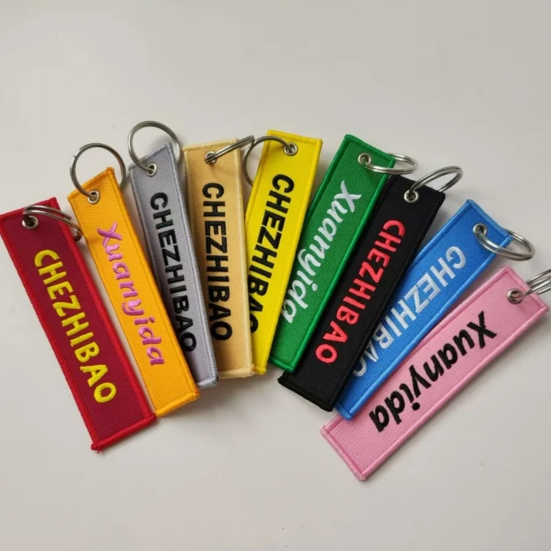 Customized Embroidery Motorcycle Car Keychain Key Holder Key Chain Key Fobs Customize Keyring Key Name Tags Leave Me Your Text