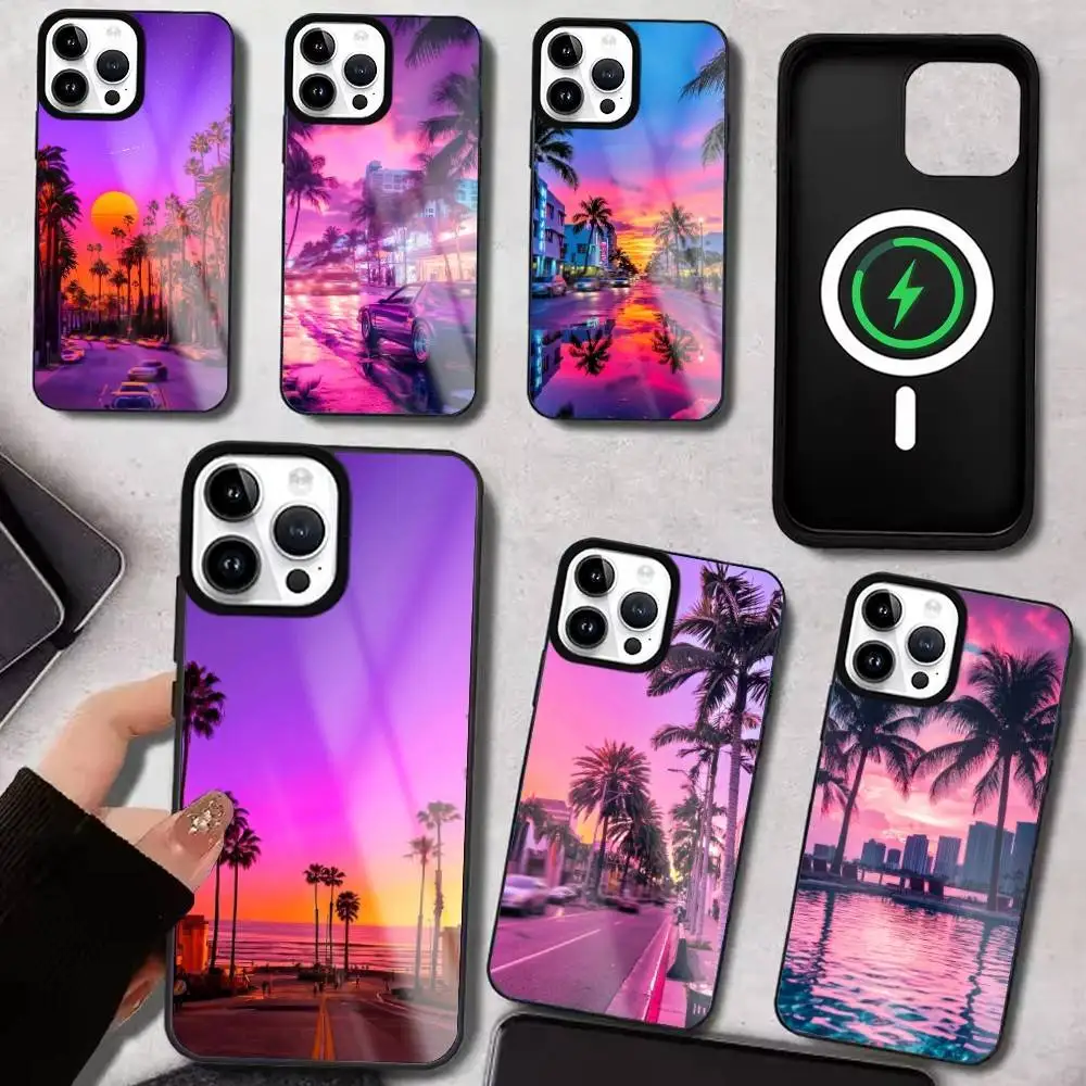 

F-Florida M-Miami Phone Case For iPhone17,16,15,14,13,12,11 Plus,Pro Max, New Magnetic Wireless Charging