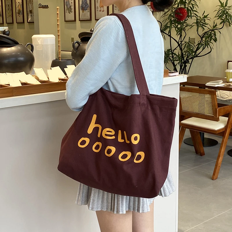 

Artistic casual canvas large capacity bag, spring and summer new style letter printed shoulder bag, high-end tote bag
