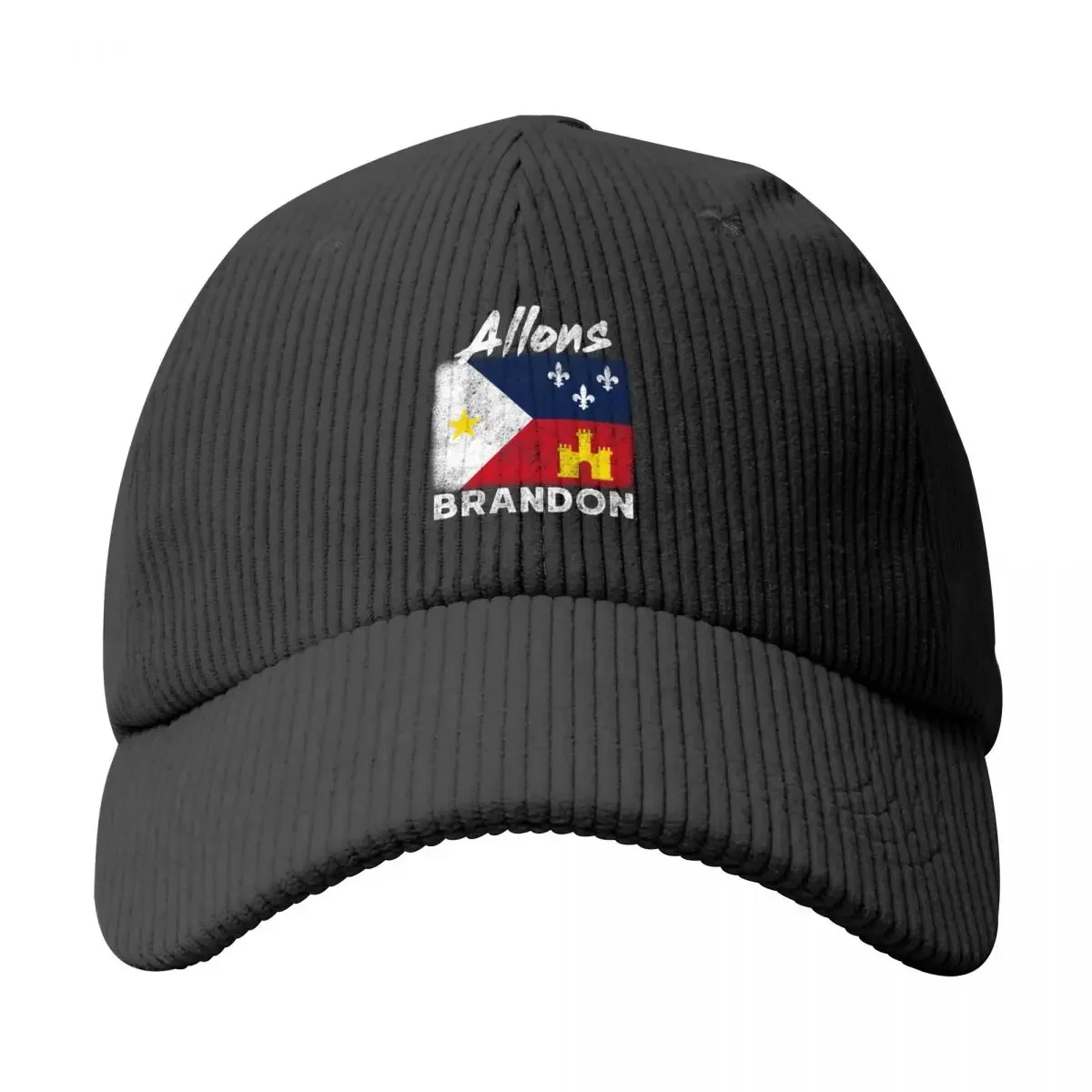 Allons Brandon Louisiana Acadiana Flag American Flag Lets Go Brandon Corduroy Baseball Cap custom Hat Hats For Men Women's