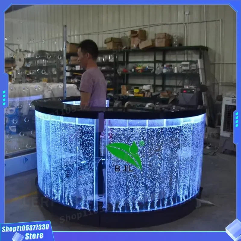 Portable LED Cocktail Bar Counter Luminous Mobile Coffee Station Second Hand Furniture Light Up Drink Serving Table for Home