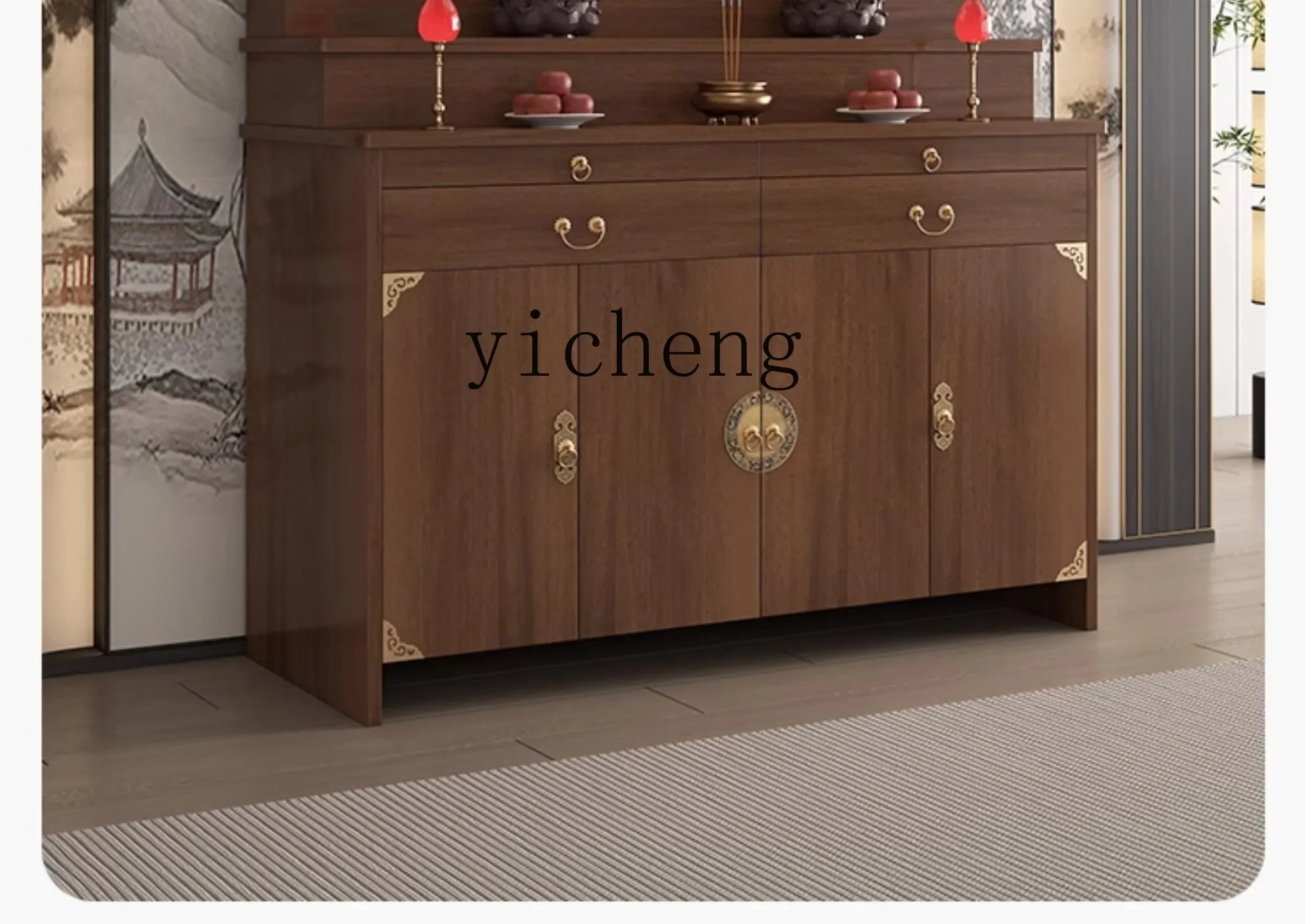 TQH-6  Solid wood vertical cabinet Household Buddha offering cabinet Shentai Bodhisattva shrine God of Wealth incense table