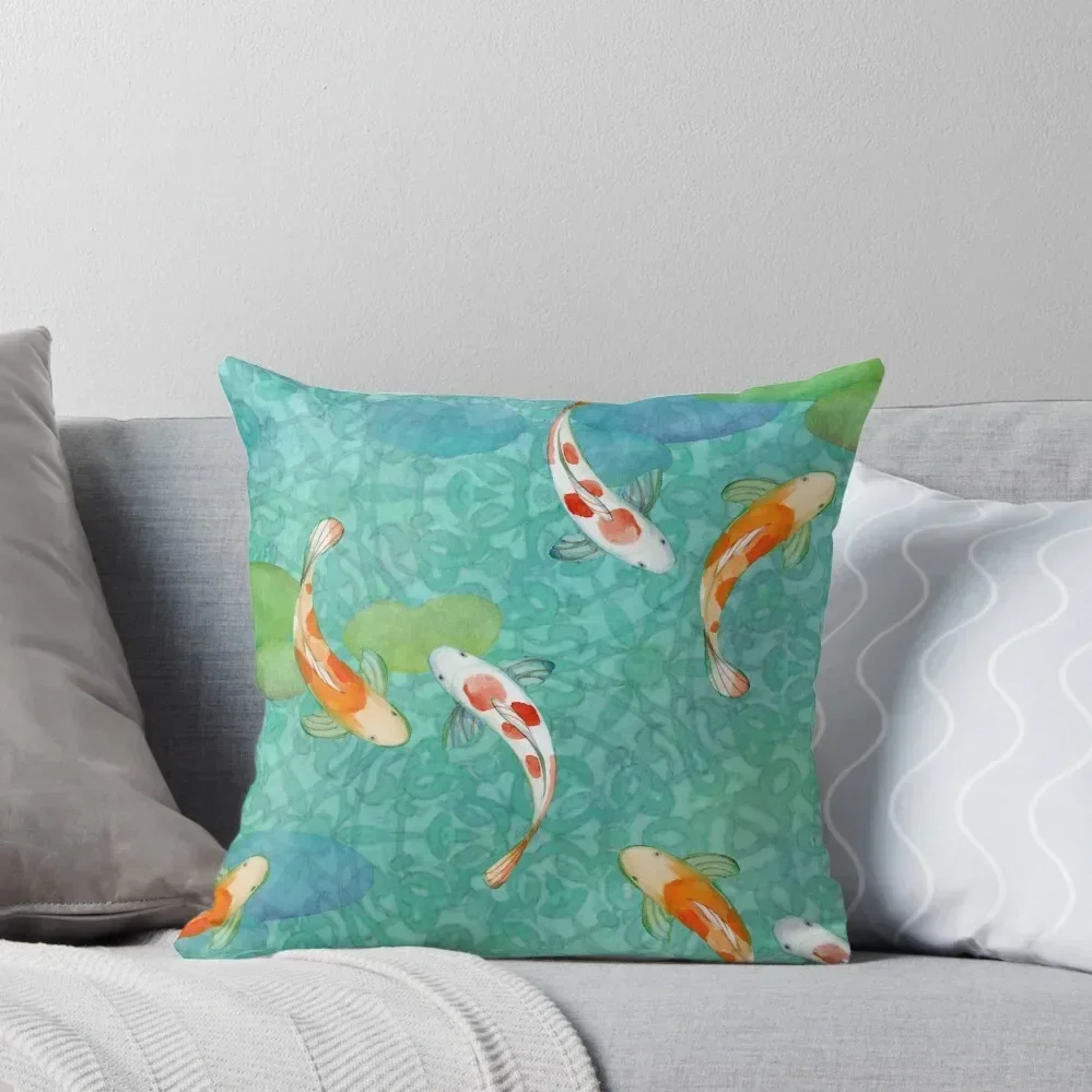

Koi fish on turquoise Throw Pillow Christmas s Covers Elastic Cover For Sofa autumn decoration Cushions Home Decor pillow