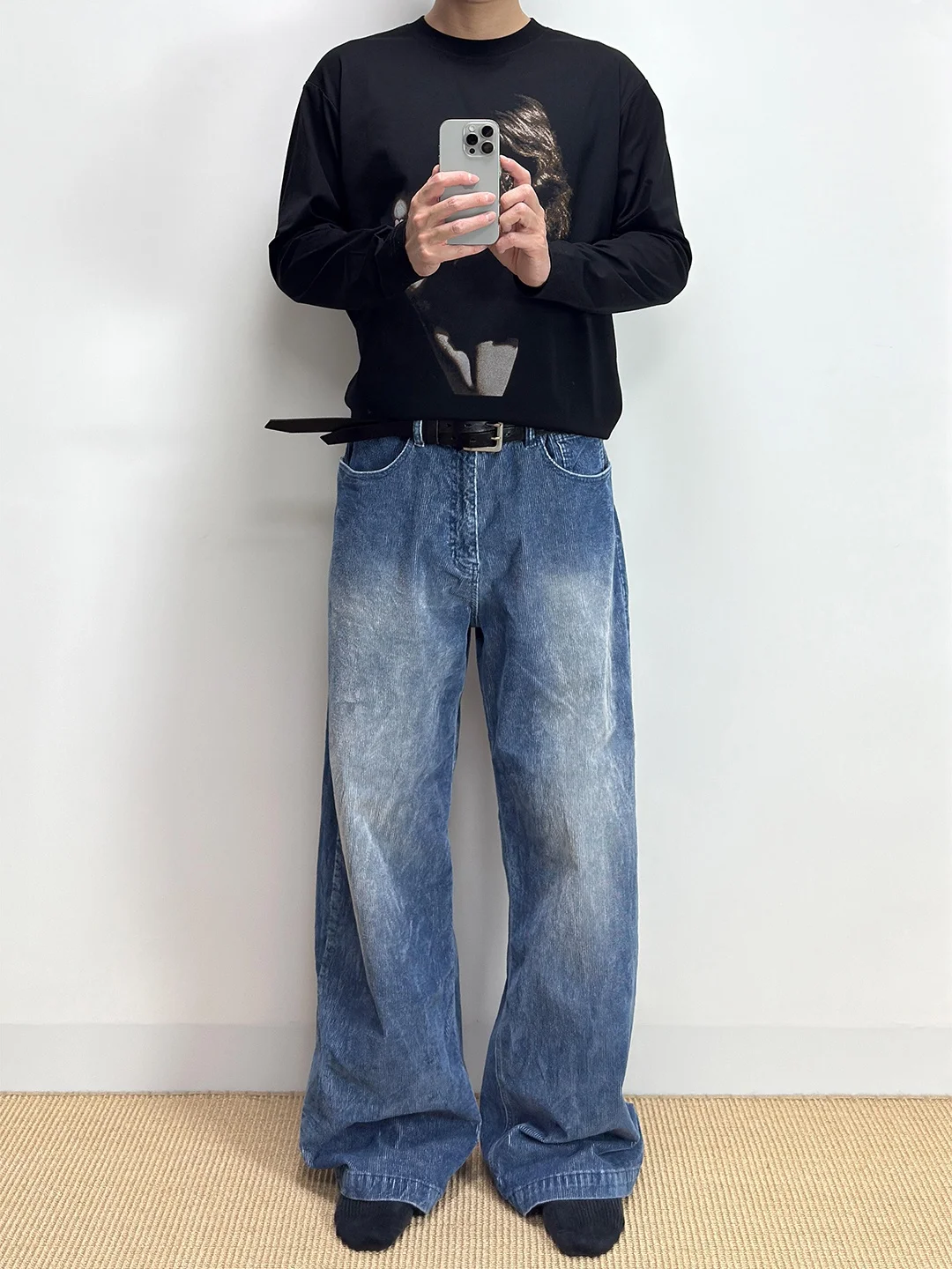 

Light Blue Waed Men's Jeans High Waist Straight Leg Denim Pants American Sle Autumn Wear Daily Casual Trousers