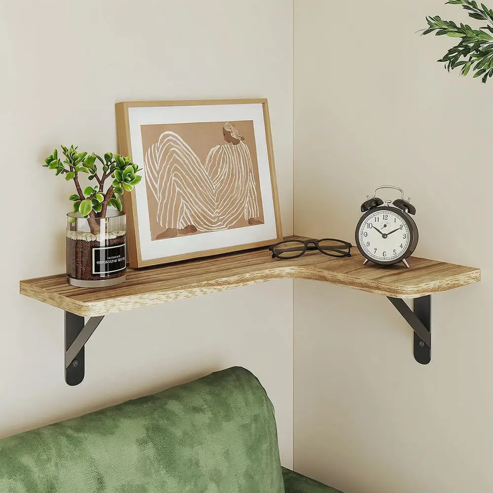 Decorative Wooden Floating Wall Shelves Rack For Bathroom Kitchen Living Room Home Storage Display Organizer Unit